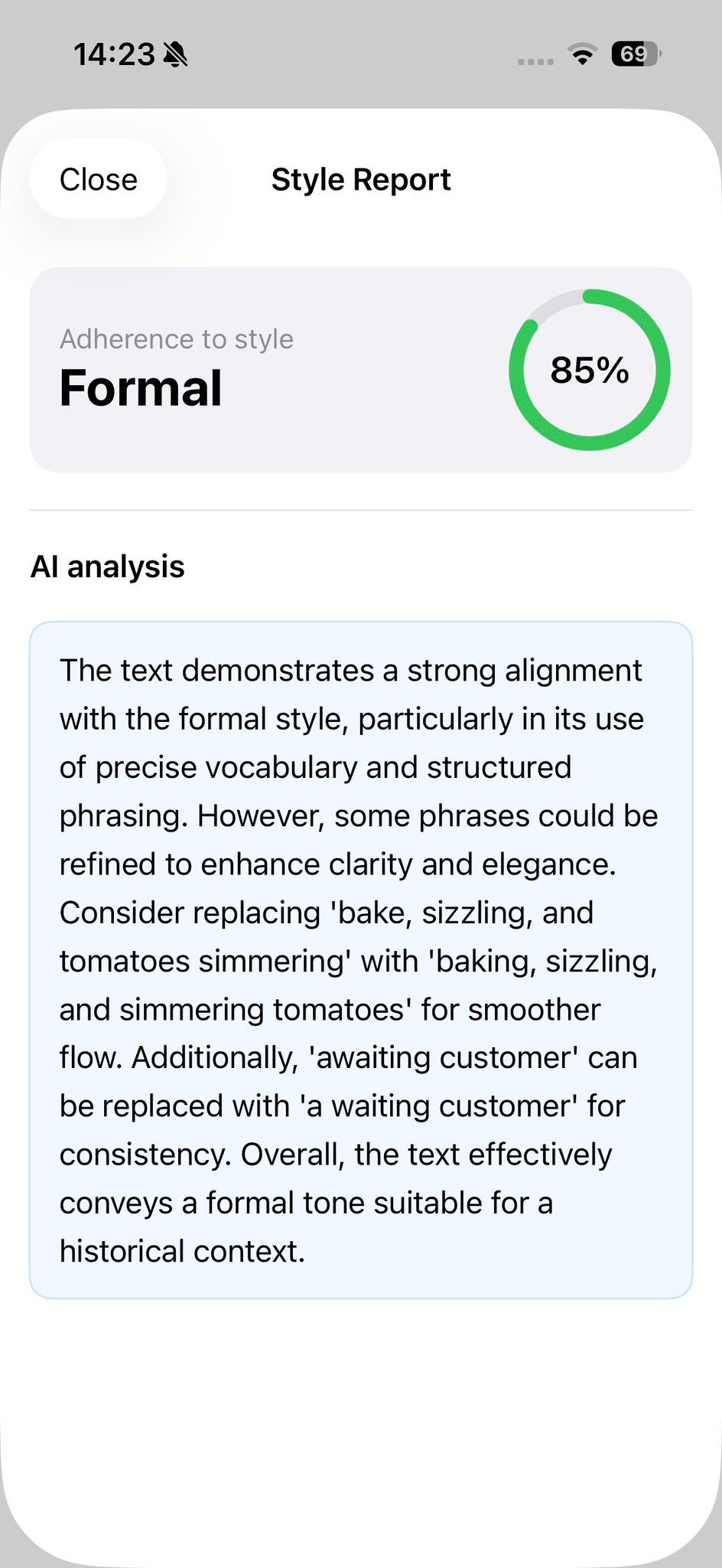 Speech Coach — AI style report