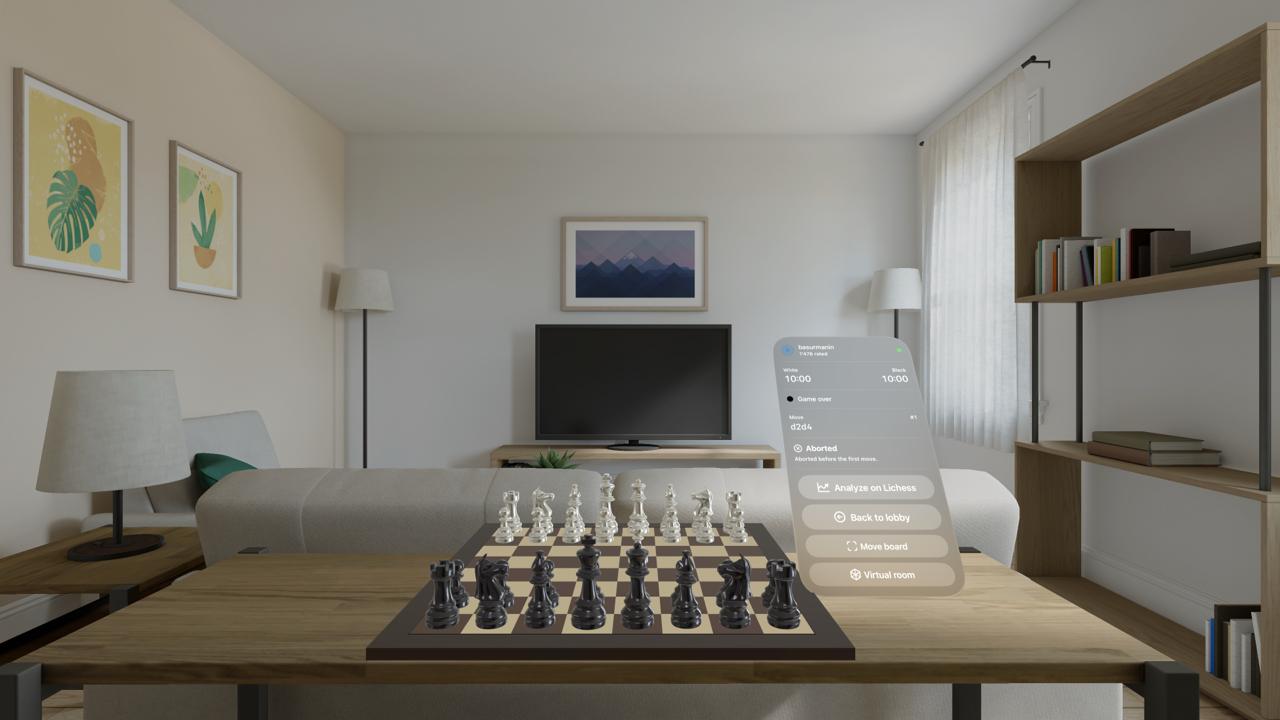 Chess+ board anchored on a real table